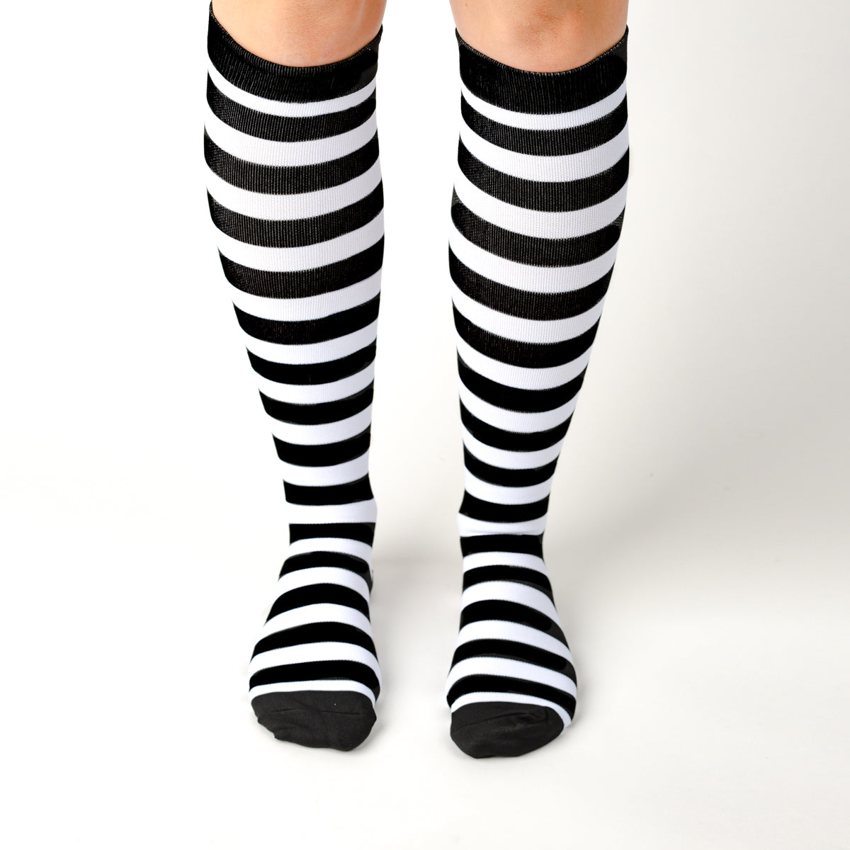 Black & White Striped Compression Socks