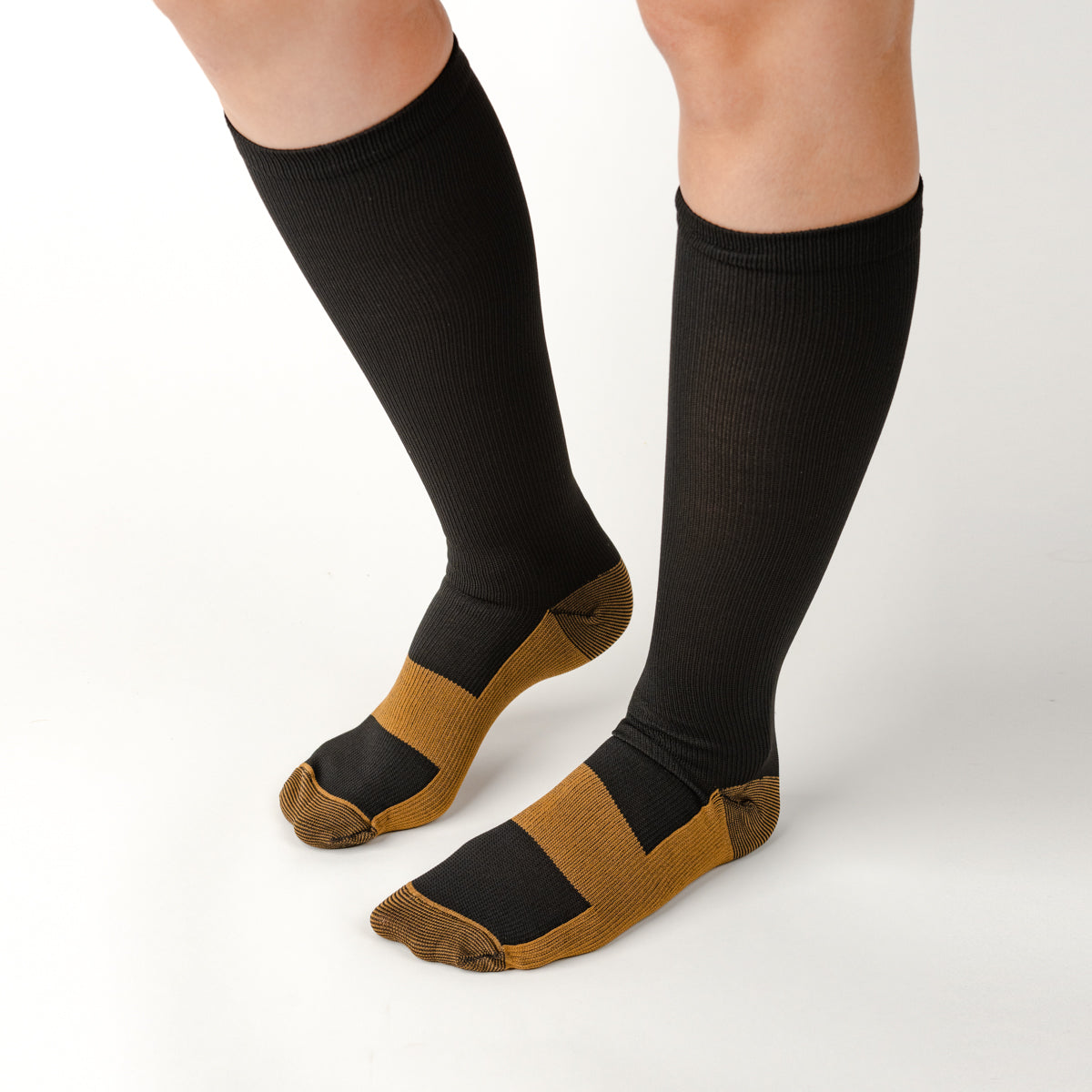  2 Pairs Copper Compression Socks Toe Open Leg Support