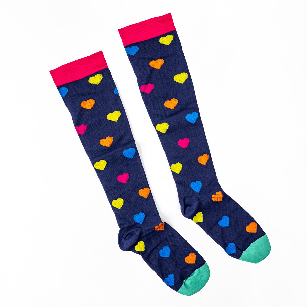 Navy Hearts Compression Socks - TheraWear