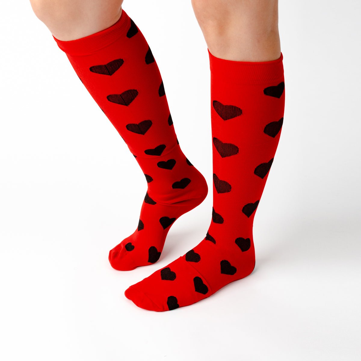Ruby Red Hearts Compression Socks - TheraWear
