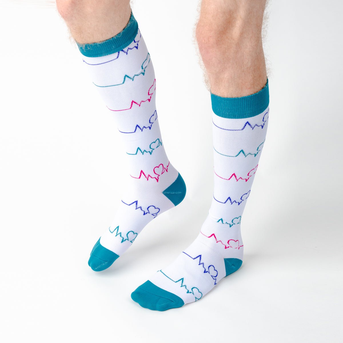 White Heart Compression Socks - TheraWear