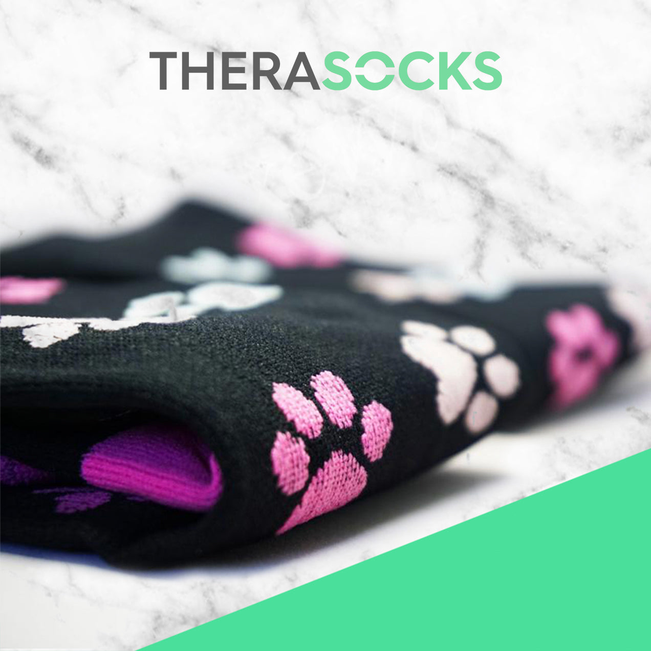 TheraSocks Knee High - Pawesome Pink - TheraWear