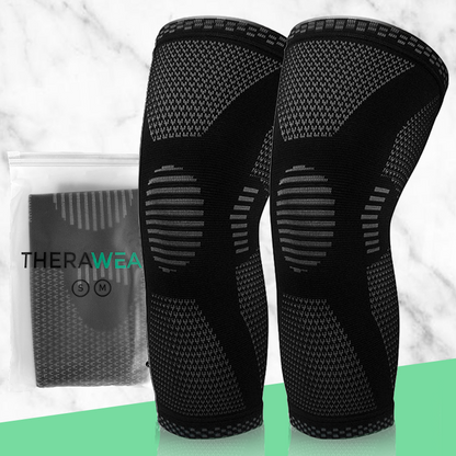 pair of black knee brace compression