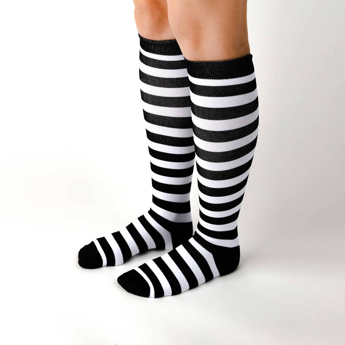 Black & White Striped Compression Socks