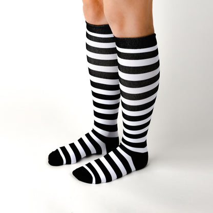 Black & White Striped Compression Socks