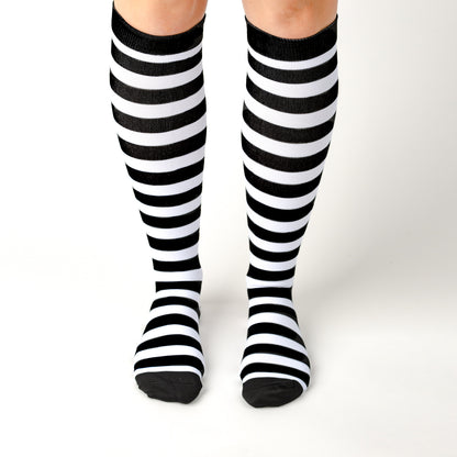 Black & White Striped Compression Socks