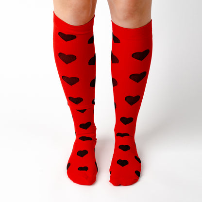 Ruby Red Hearts Compression Socks