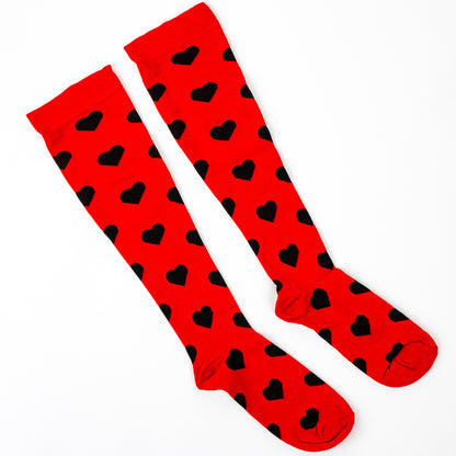 Ruby Red Hearts Compression Socks