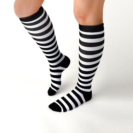 Black & White Striped Compression Socks