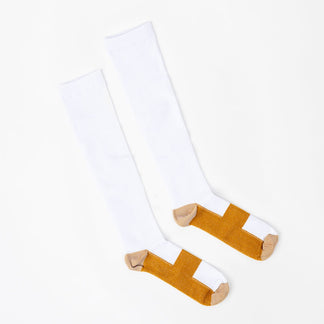 Copper-Infused White & Gold Compression Socks | TheraWear