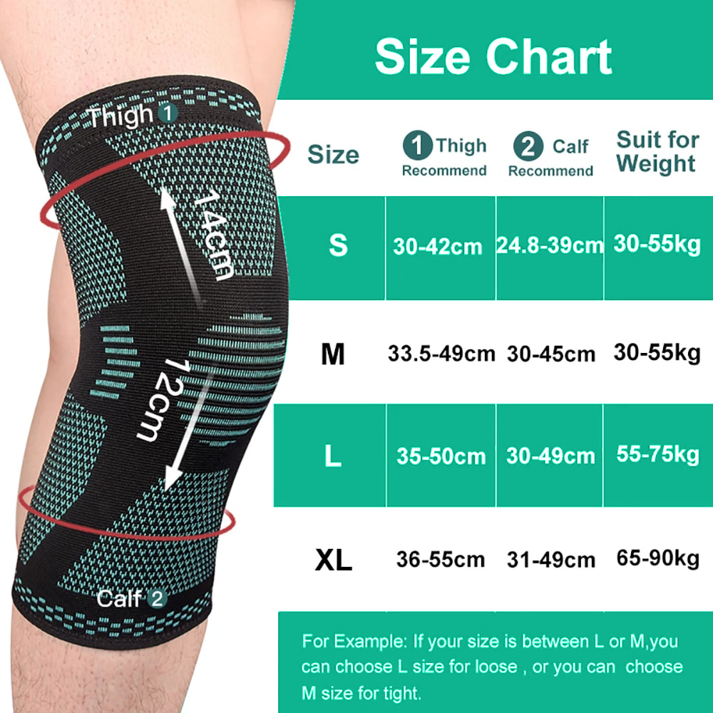 black knee brace compression size guide